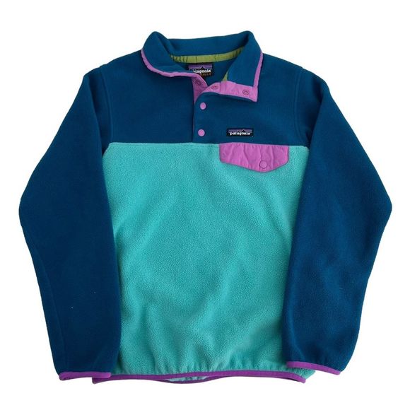 Patagonia Synchilla Jacket Women XXS Blue Pink Multicolor Color Block Fleece - Picture 1 of 10